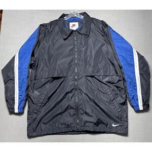 Vintage Nike Jacket Mens Size XL Vented Striped Swoosh Rain Windbreaker Full Zip